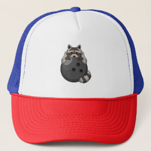 Raccoon at Bowling with Bowling ball Trucker Hat