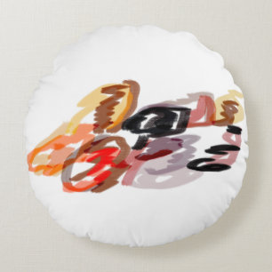 Raccoon Autumn Sunset Round Pillow
