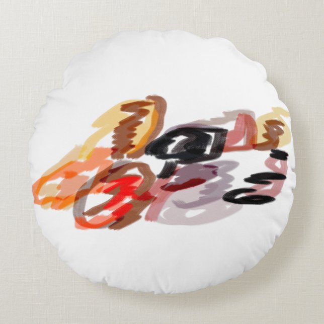 Raccoon Autumn Sunset Round Pillow (Front)