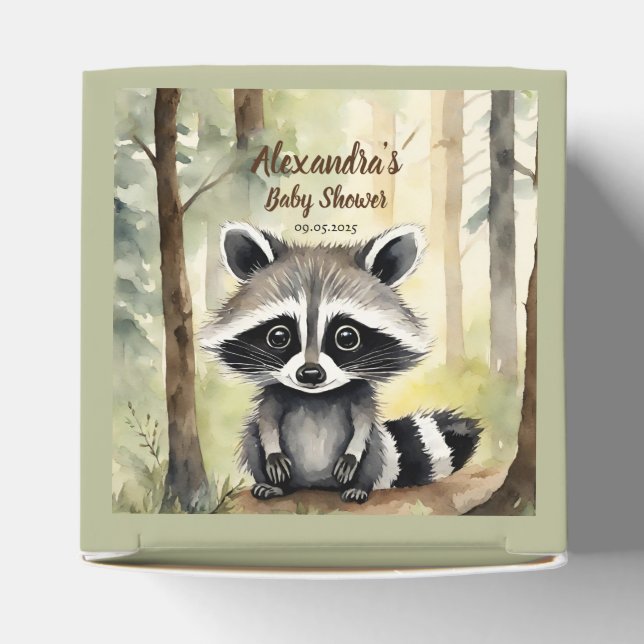 Raccoon Baby Neutral Baby Shower Favor Box (Top)