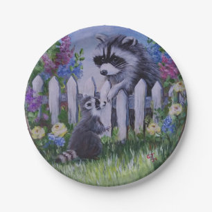 Raccoon & baby paper plates