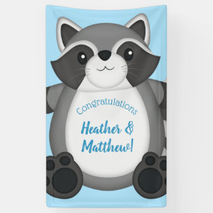 Raccoon Baby Shower Blue Banner