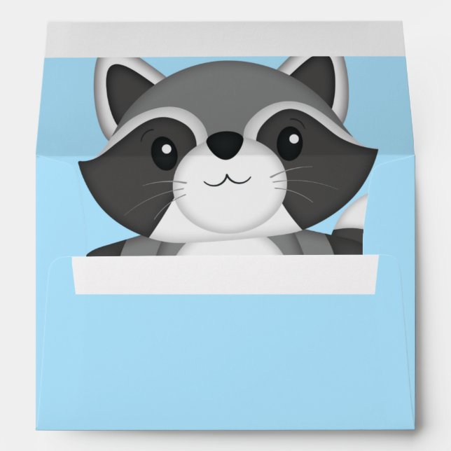 Raccoon Baby Shower Blue Envelope (Back (Bottom))