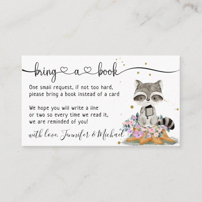 Raccoon Baby Shower Bring a book Enclosure Card (Front)
