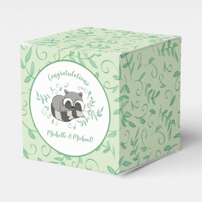 Raccoon Baby Shower Favor Box (Front Side)