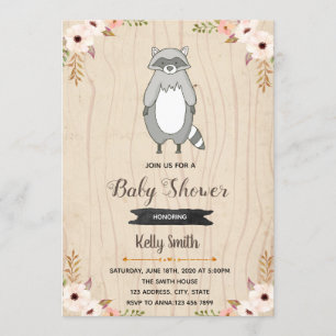Raccoon baby shower invitation