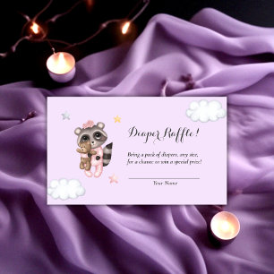 Raccoon Baby Shower Lavender Diaper Raffle Enclosure Card