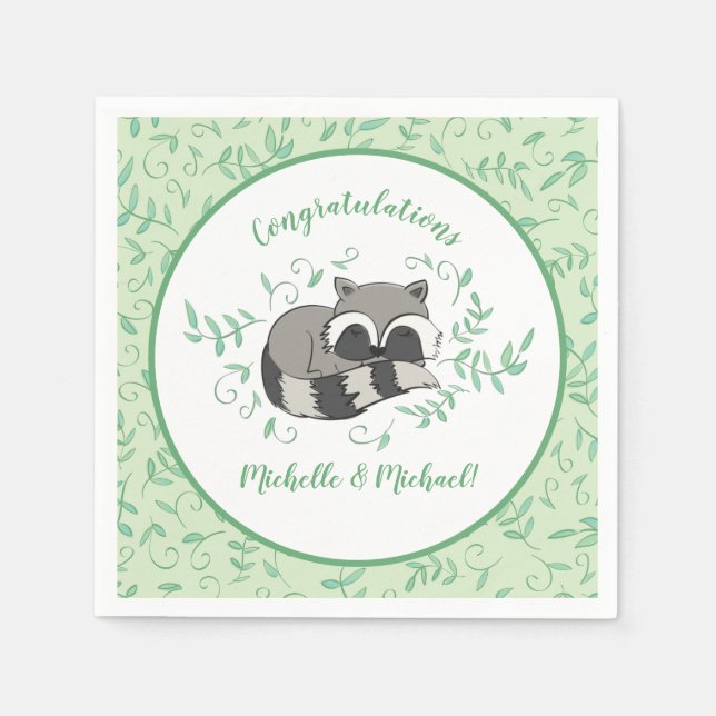 Raccoon Baby Shower Napkin (Front)