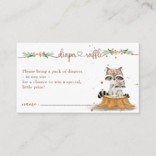 Raccoon Baby Shower New Mommy Diaper Raffle Enclosure Card