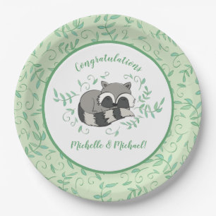 Raccoon Baby Shower Paper Plate
