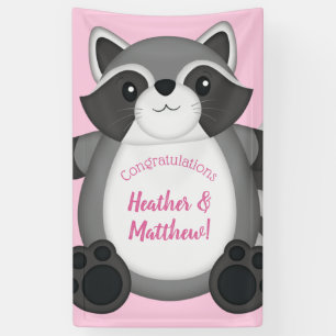Raccoon Baby Shower Pink Banner