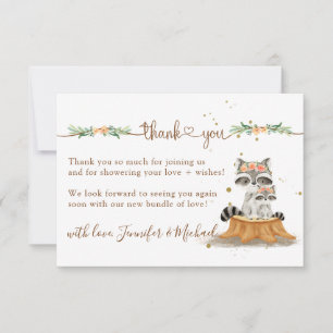 Raccoon Baby Shower Watercolor Thank You Card