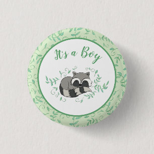 Raccoon Baby Shower Woodland Animals 1 Inch Round Button