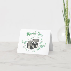 Raccoon Baby Shower Woodland Animals Thank You Card