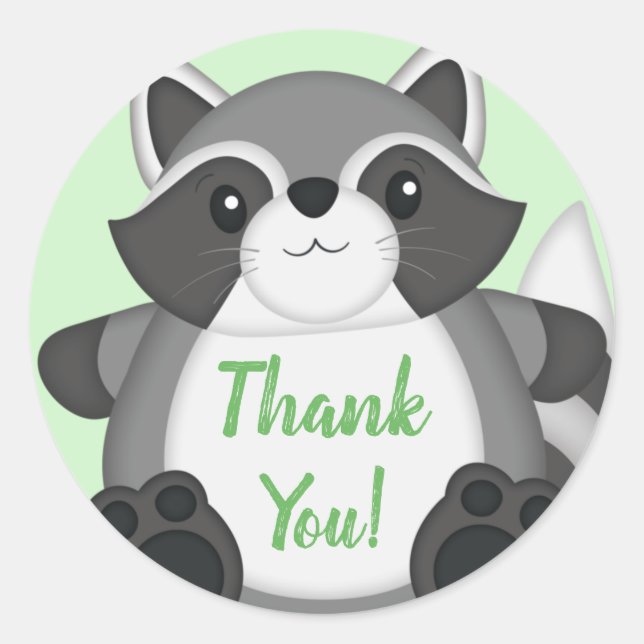 Raccoon Baby Shower Woodland Classic Round Sticker (Front)