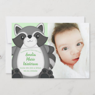 Raccoon Baby Shower Woodland Invitation