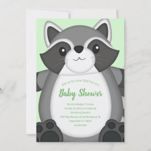 Raccoon Baby Shower Woodland Invitation