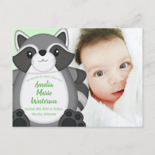 Raccoon Baby Shower Woodland Postcard