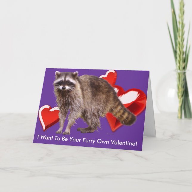 RACCOON BABY Valentine's Day Card (Front)