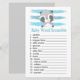 Raccoon Baby word scramble game