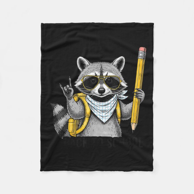 Raccoon Back To School Funny For Teacher Boy Girl  Fleece Blanket (Front)