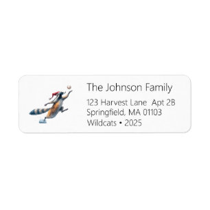 Raccoon Baseball Address Label