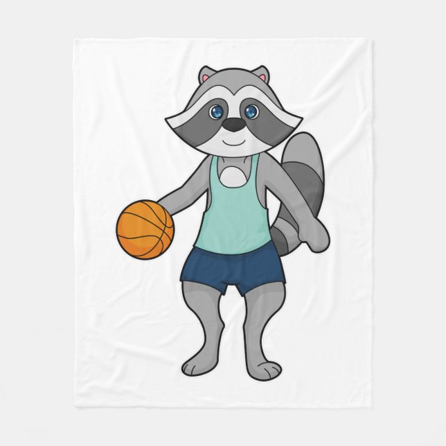 Raccoon Basketball player Basketball Fleece Blanket (Front)
