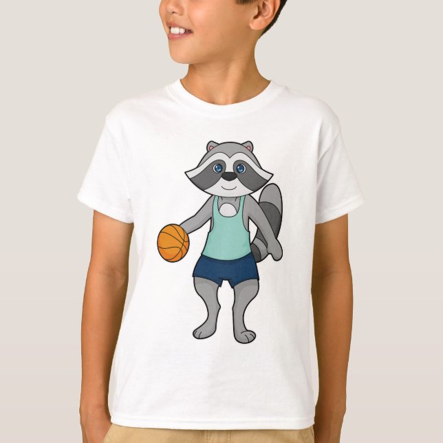Raccoon Basketball player Basketball T-Shirt (Front)
