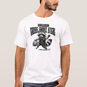 Raccoon Basketball Star - Cross Shoot Steal Graph T-Shirt