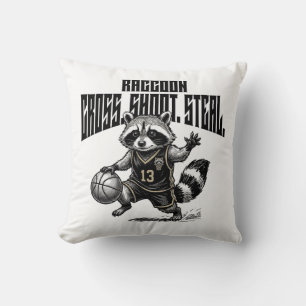Raccoon Basketball Star - Cross Shoot Steal Graph Throw Pillow