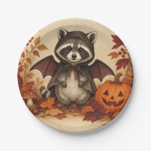 Raccoon Bat Costume Halloween Party Plates