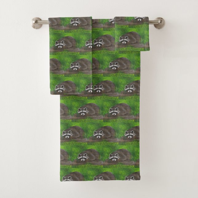 Raccoon Bath Towel Set (Insitu)