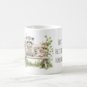 Raccoon Bird on Bench Best Friends Forever Coffee Mug