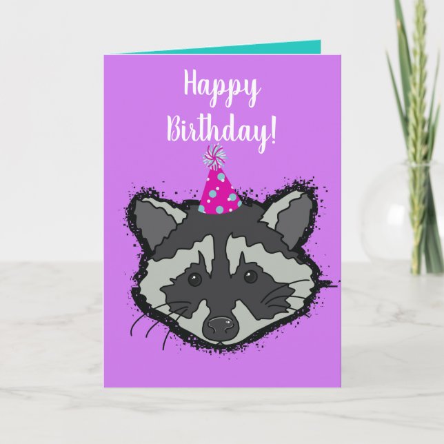 Raccoon Birthday card (Front)