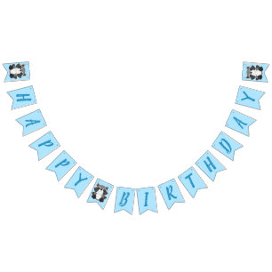 Raccoon Birthday Party Blue Bunting Flags