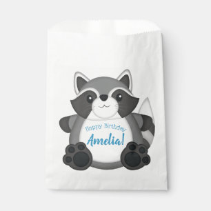 Raccoon Birthday Party Blue Favour Bag