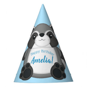 Raccoon Birthday Party Blue Party Hat