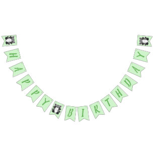 Raccoon Birthday Party Green Bunting Flags