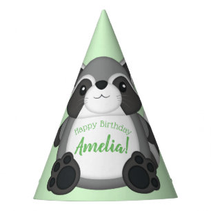 Raccoon Birthday Party Green Hat