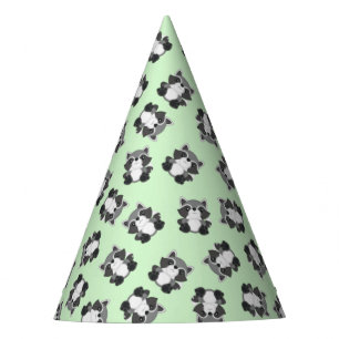 Raccoon Birthday Party Green Party Hat