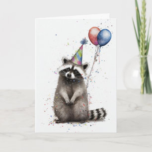 Raccoon Birthday Party Greeting Card