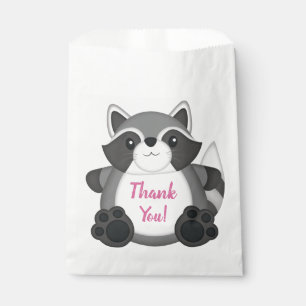 Raccoon Birthday Party Pink Favour Bag