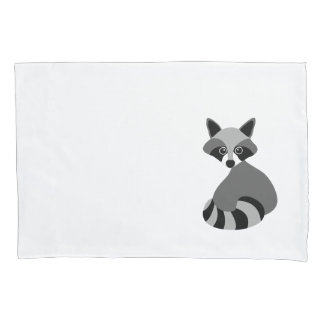 Raccoon Black and White Illustration Pillowcase