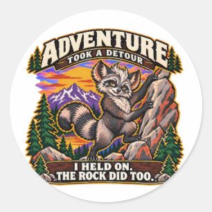 Raccoon Bouldering Rock Climbing Adventure Classic Round Sticker