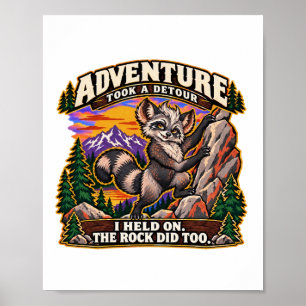 Raccoon Bouldering Rock Climbing Adventure Poster