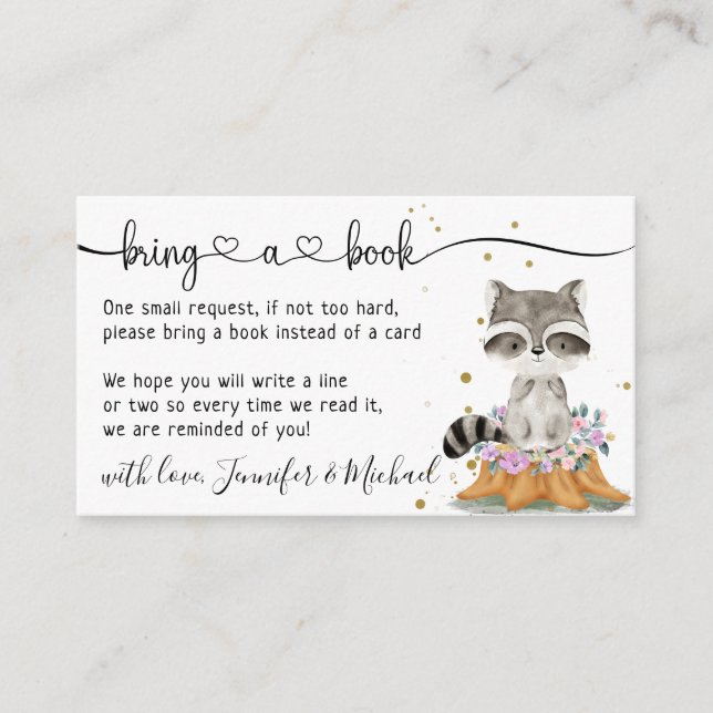Raccoon Bring a Book Enclosure Card (Front)