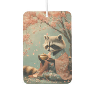 Raccoon Buddha: Peaceful Tea Under Cherry Tree Air Freshener