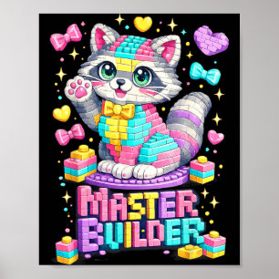 Raccoon Building Brick Block Boys Girls Poster