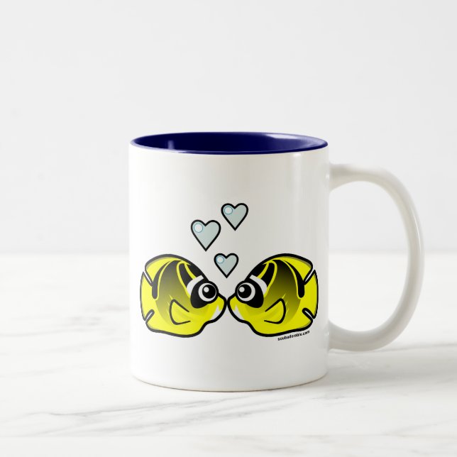 Raccoon Butterflyfish Love Two-Tone Coffee Mug (Right)