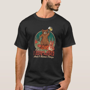 Raccoon Camping I Hate People And I Know Things I T-Shirt